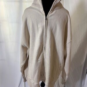 J. America Cream Zip Up Sweater Soft Knit High Collar